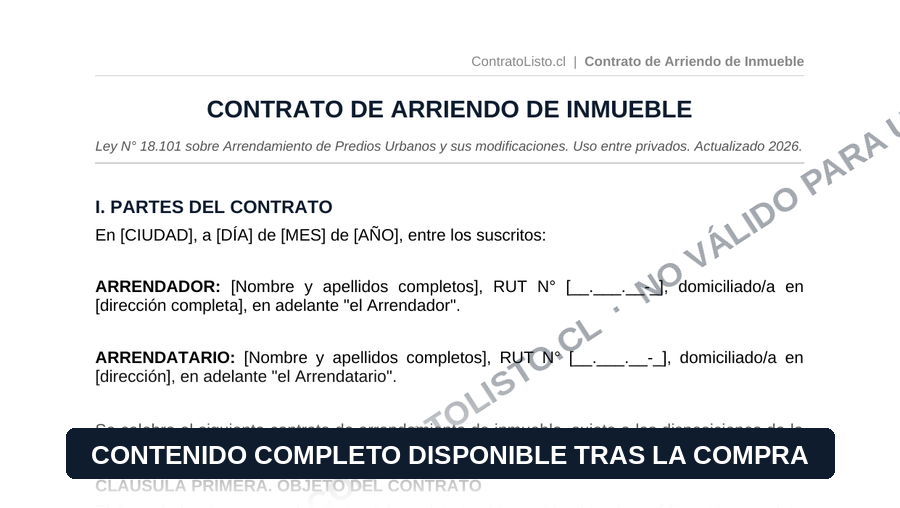 Vista previa del Contrato de Arriendo de Inmueble